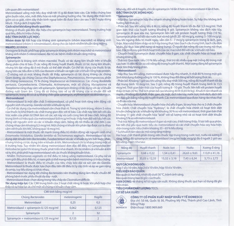 Thuốc Dorogyne Domesco điều trị các bệnh nhiễm khuẩn răng miệng cấp và mạn tính (2 vỉ x 10 viên)