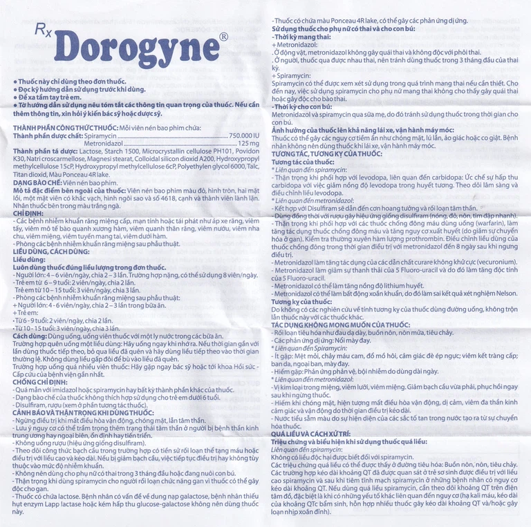 Thuốc Dorogyne Domesco điều trị các bệnh nhiễm khuẩn răng miệng cấp và mạn tính (2 vỉ x 10 viên)