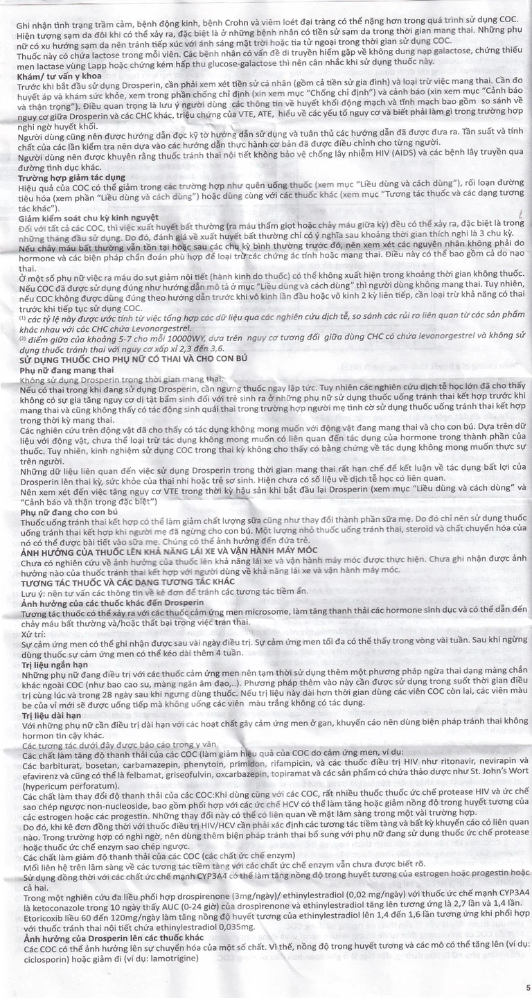 Thuốc tránh thai hằng ngày Drosperin Abbott (1 vỉ x 28 viên)