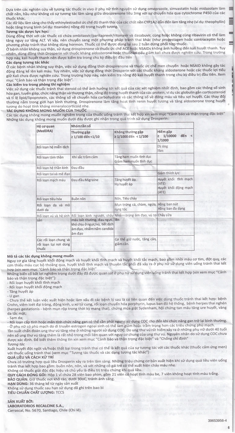 Thuốc tránh thai hằng ngày Drosperin Abbott (1 vỉ x 28 viên)