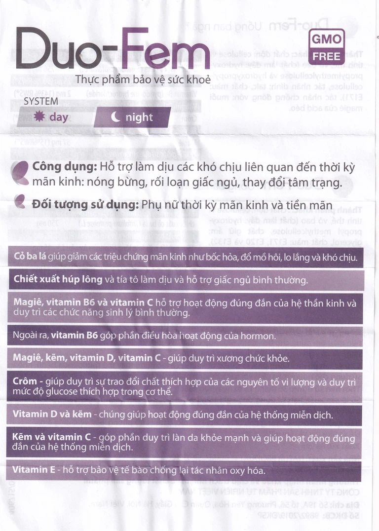 Viên uống Duo-Fem NP Pharma hỗ trợ làm dịu các khó chịu liên quan đến thời kì mãn kinh (2 vỉ x 28 viên)