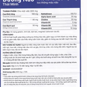 Viên uống Dưỡng Não Thái Minh hỗ trợ hoạt huyết, tăng cường lưu thông máu não (2 vỉ x 10 viên)