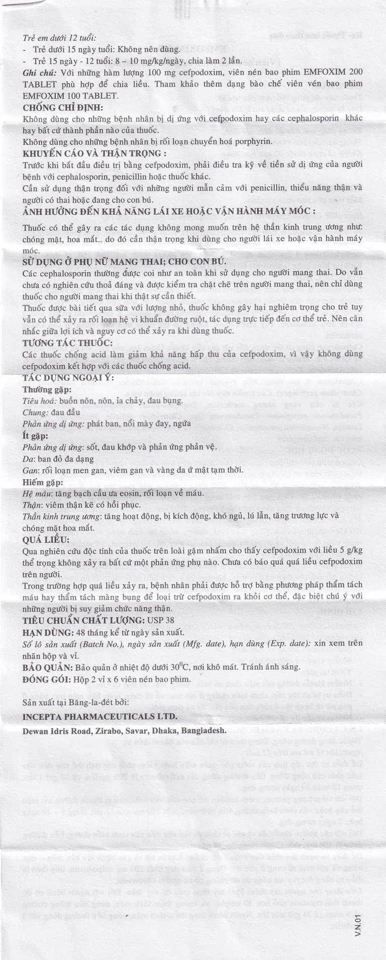 Thuốc Emfoxim 200Mg Incepta điều trị các trường hợp nhiễm khuẩn từ nhẹ đến trung bình (2 vỉ x 6 viên)