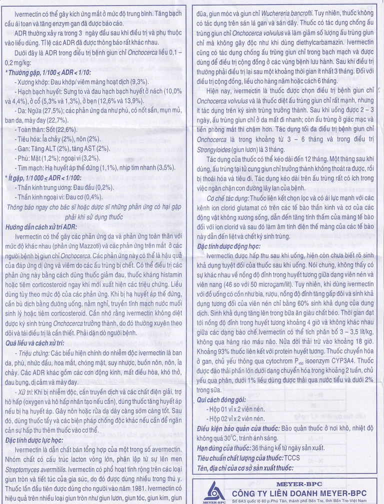 Thuốc Envix 6 Meyer - BPC điều trị giun chỉ Onchocerca, giun lươn ở ruột (2 vỉ x 2 viên)