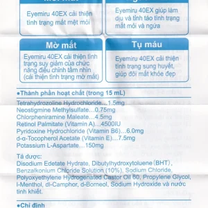 Thuốc nhỏ mắt Eyemiru 40 EX điều trị căng mắt, xung huyết kết mạc (15ml)