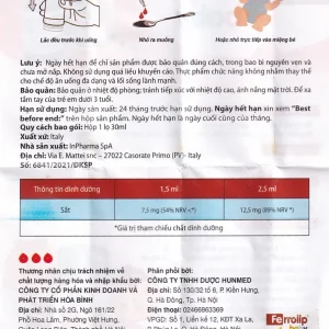 Dung dịch Ferrolip Baby InPharma SpA bổ sung sắt, giảm nguy cơ thiếu máu (30ml)