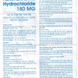 Thuốc Fexofenadine Hydrochloride 180mg An Thiên điều trị viêm mũi dị ứng theo mùa (3 vỉ x 10 viên)