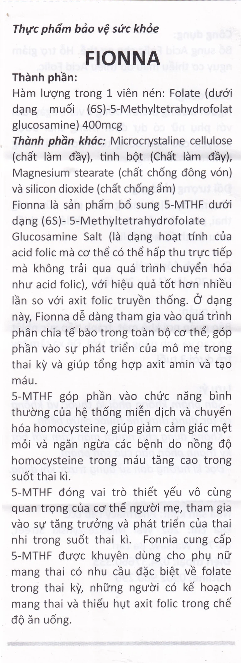 Thuốc Fionna hỗ trợ giảm nguy cơ thiếu máu do thiếu acid folic (1 vỉ x 30 viên)