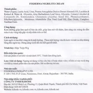 Kem dưỡng Fixderma Nigrilite Cream làm sạch tế bào da chết, mờ thâm, sáng da sẫm màu (50g)