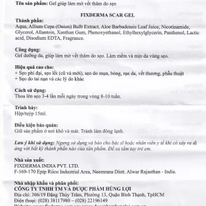 Gel làm mờ sẹo Fixderma Scars gel do mụn, bỏng, rạn da, vết thương (15ml)