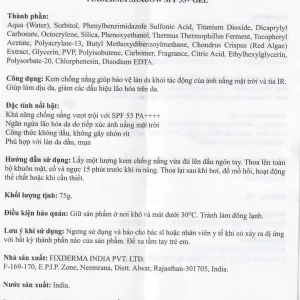 Kem chống nắng Fixderma Shadow SPF 55+ Gel 75g giúp bảo vệ da khỏi tác động của ánh nắng và tia IR