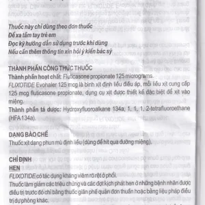 Khí dung Flixotide 125mcg GSK điều trị hen phế quản (120 liều)