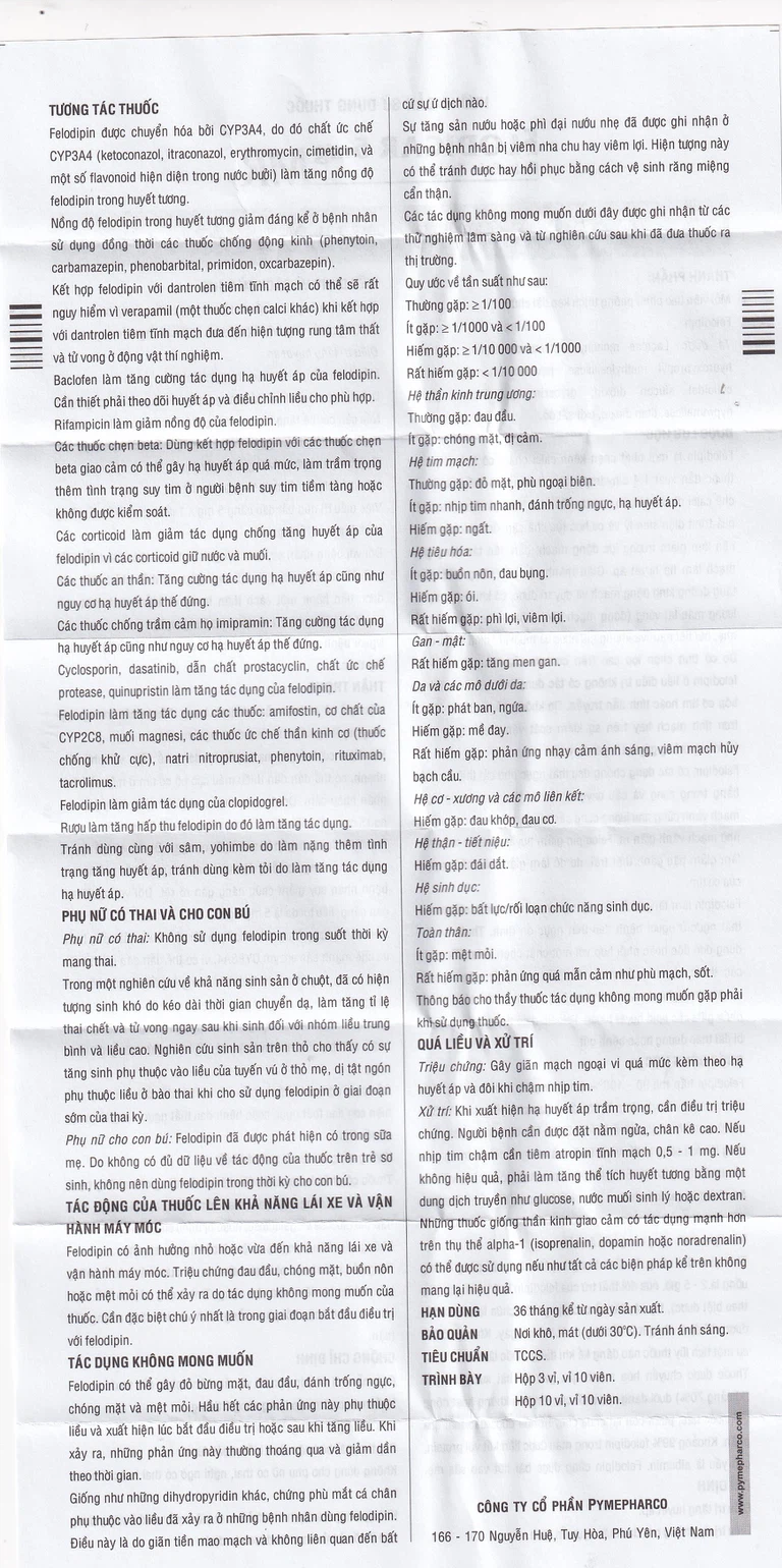 Thuốc Flodicar MR 5mg Pymepharco điều trị tăng huyết áp (3 vỉ x 10 viên)