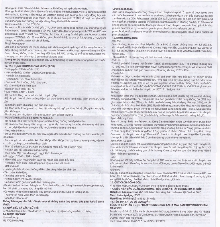 Thuốc Forgout 40mg TW3 điều trị tăng acid uric mạn tính, viêm khớp do gout (2 vỉ x 15 viên)