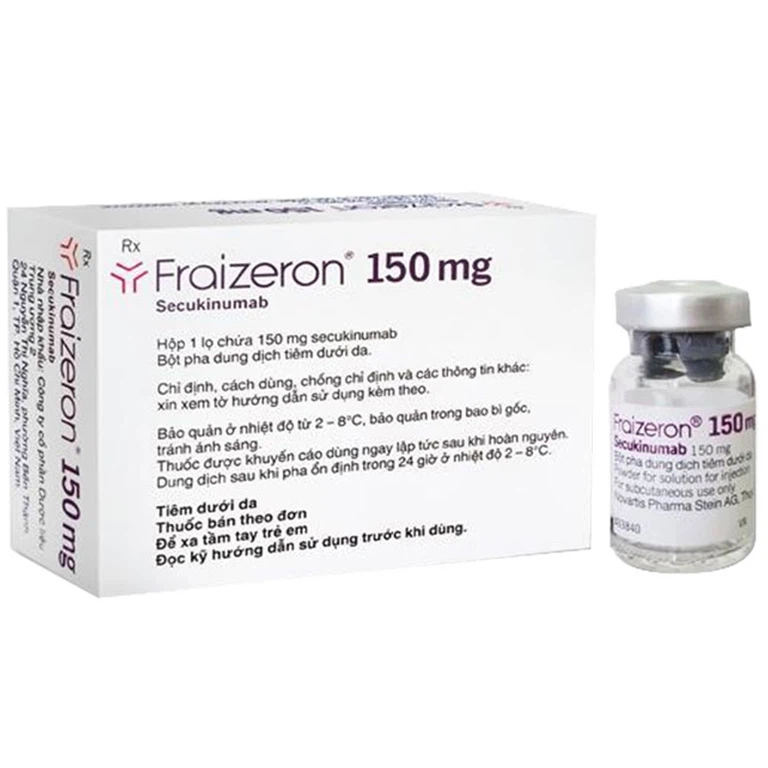 Bột pha tiêm Fraizeron 150mg Novartis điều trị vảy nến thể mảng, viêm khớp vảy nến, viêm cột sống dính khớp