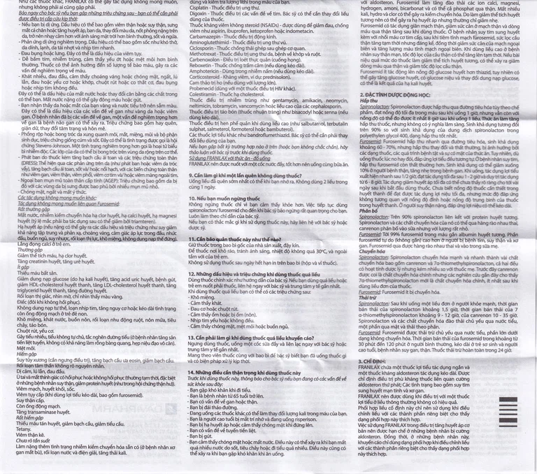 Thuốc Franilax 50mg/20mg Davipharm ngăn chặn sự tích tụ nước trong cơ thể (3 vỉ x 10 viên)