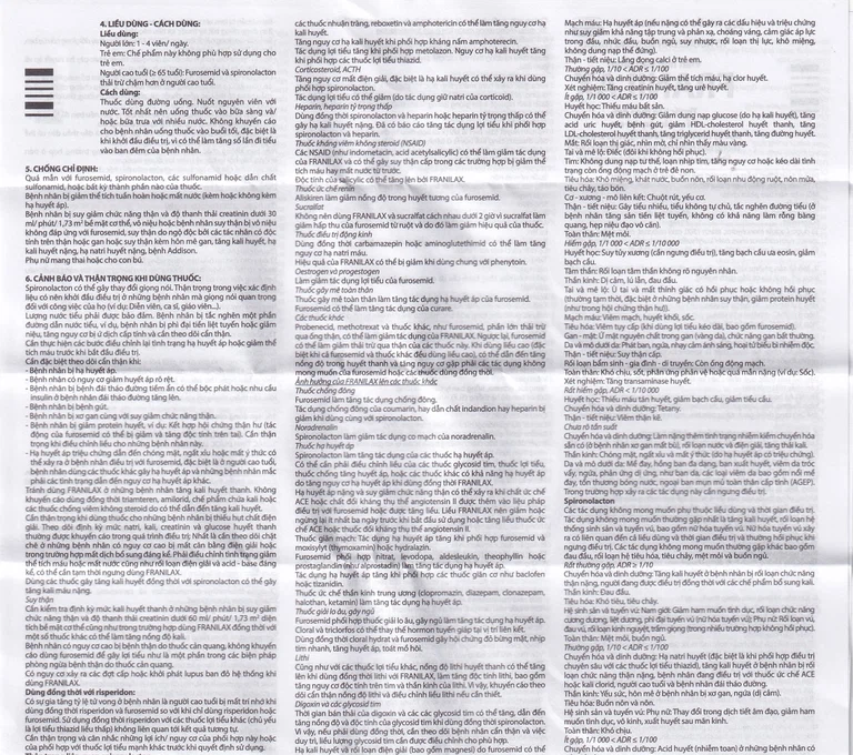 Thuốc Franilax 50mg/20mg Davipharm ngăn chặn sự tích tụ nước trong cơ thể (3 vỉ x 10 viên)