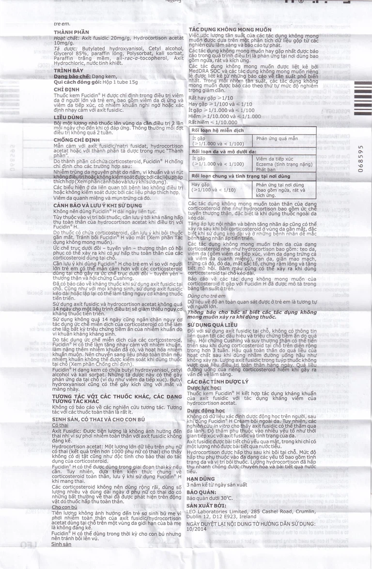 Kem Fucidin H LEO điều trị viêm da (15g)