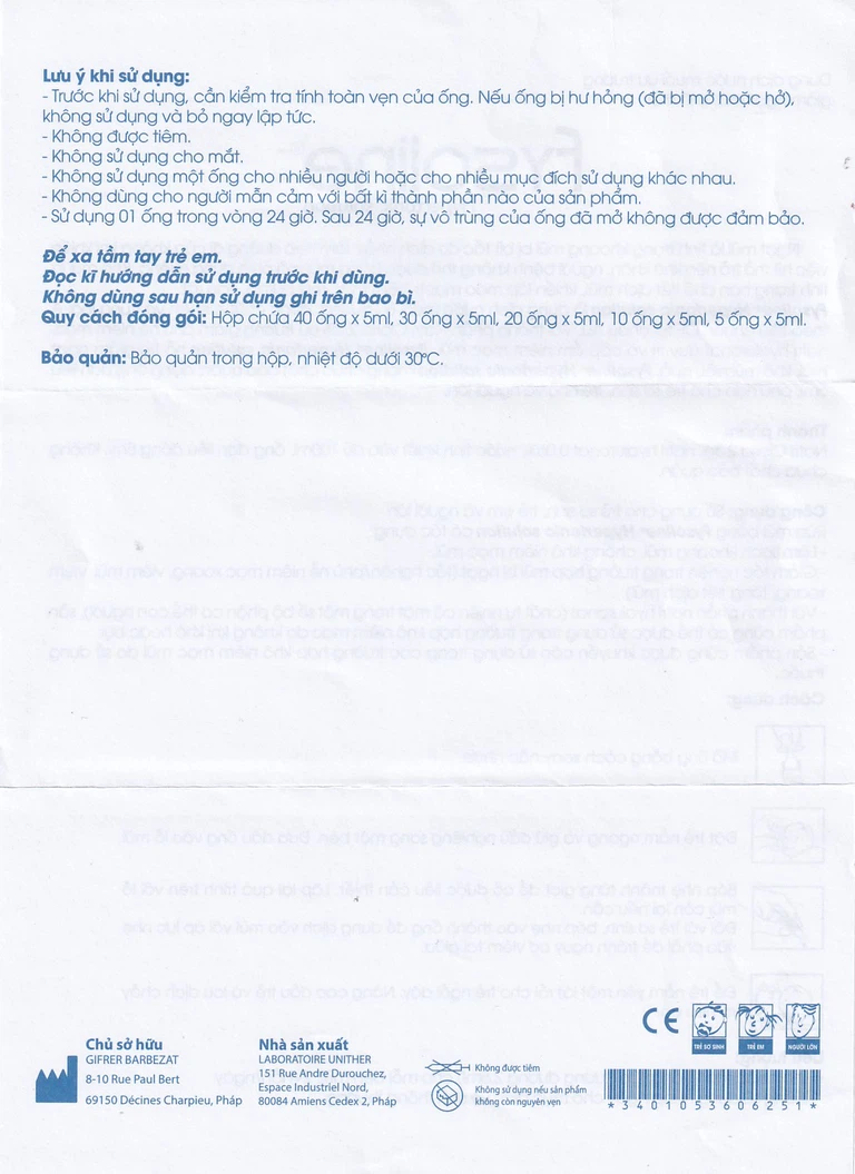 Dung dịch nước muối ưu trương Fysoline 5ml giảm ngạt mũi, khô mũi (20 ống)