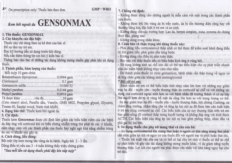 Kem bôi da Gensonmax Quapharco giảm biểu hiện viêm của các bệnh về da (10g)