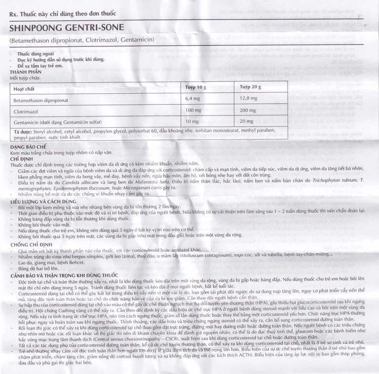 Kem Gentrisone ShinPoong Deawoo điều trị nấm da, giảm viêm ngứa da (20g)