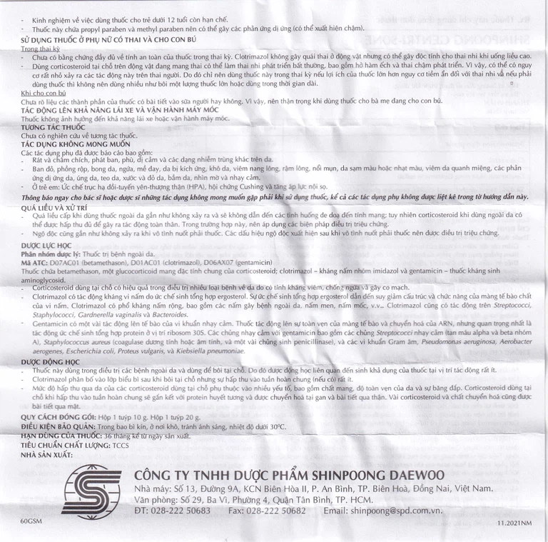 Kem Gentrisone ShinPoong Deawoo điều trị nấm da, giảm viêm ngứa da (20g)