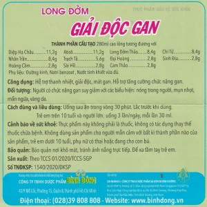Cao lỏng Long Đởm Giải Độc Gan Bình Đông 280ml hỗ trợ thanh nhiệt, mát gan