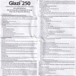 Thuốc Glazi 250 Abbott điều trị viêm xoang cấp, viêm tai giữa cấp, viêm họng, viêm amidan (2 vỉ x 6 viên)