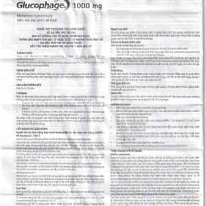 Thuốc Glucophage 1000mg Merck điều trị đái tháo đường típ 2 (2 vỉ x 15 viên)
