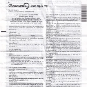 Thuốc Glucovance 500mg/5mg Merck điều trị bệnh đái tháo đường típ 2 (2 vỉ x 15 viên)