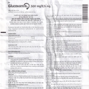 Thuốc Glucovance 500mg/2.5 mg Merck điều trị tiểu đường típ 2 (2 vỉ x 15 viên)