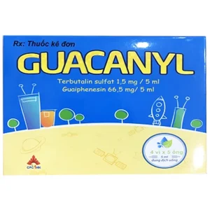 Dung dịch uống Guacanyl CPC1HN điều trị ho do hen phế quản, viêm phế quản, khí phế thũng (4 vỉ x 5 ống)