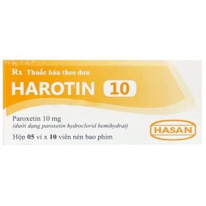 Thuốc Harotin 10 Hasan điều trị trầm cảm, rối loạn hoảng sợ, rối loạn lo âu tổng quát (5 vỉ x 10 viên)
