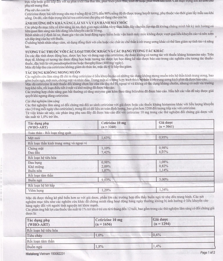 Thuốc Histalong 10mg Dr. Reddy điều trị viêm mũi theo mùa và viêm màng kết (2 vỉ x 10 viên)