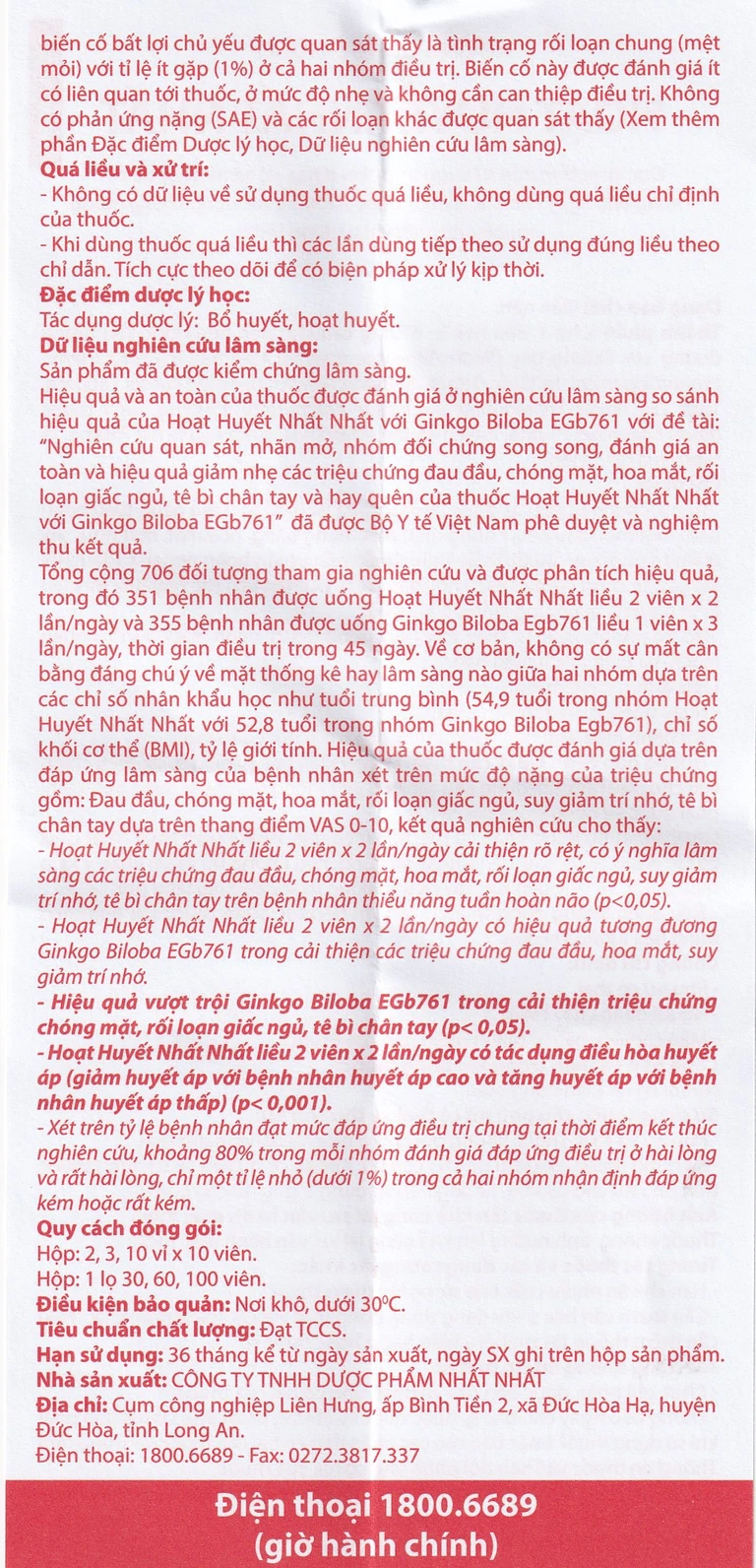 Thuốc Hoạt Huyết Nhất Nhất giúp hoạt huyết, trị thiếu năng tuần hoàn (3 vỉ x 10 viên)