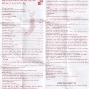 Thuốc Homtamin Ginseng Korea United cung cấp vitamin và muối khoáng (12 vỉ x 5 viên)