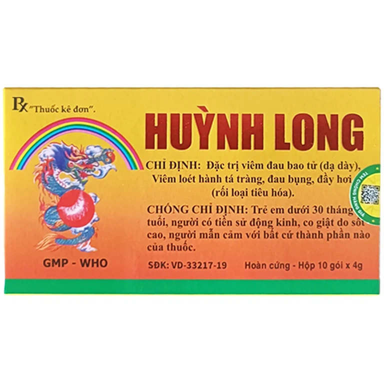 Thuốc Huỳnh Long Vị Thống Hoàn Bảo Long đặc trị viêm đau bao tử, viêm loét hành tá tràng (10 gói x 4g)