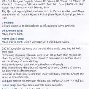 Viên uống Immuvita Easylife bổ sung vitamin và khoáng chất cho cơ thể, tăng sức khỏe (100 viên)