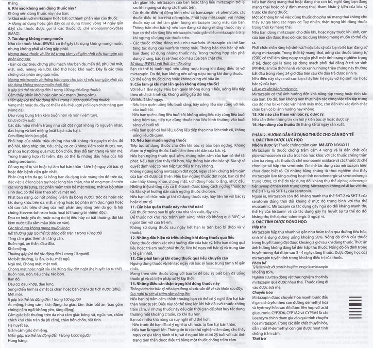 Viên nén Jewell 30mg Davipharm điều trị các đợt trầm cảm nặng (4 vỉ x 7 viên)