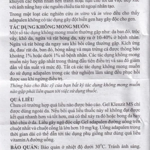 Gel bôi da Klenzit MS điều trị mụn trứng cá (15g)