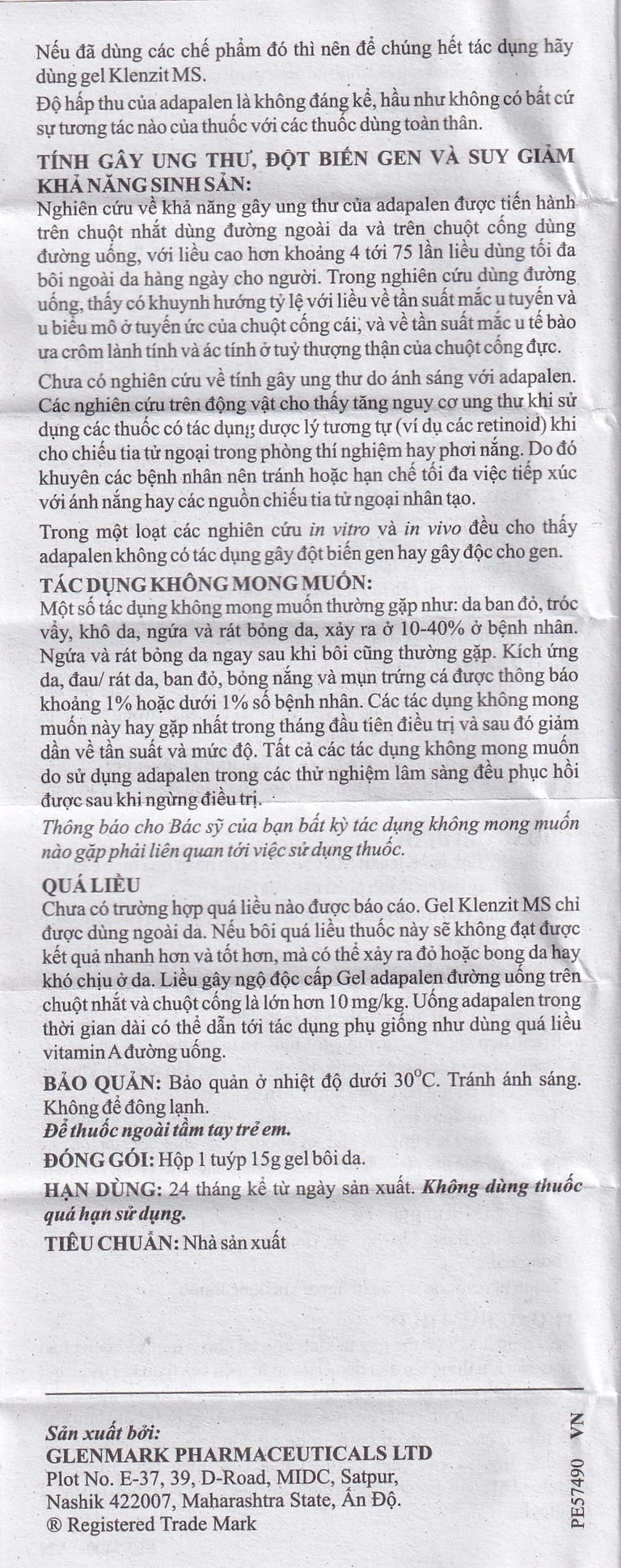 Gel bôi da Klenzit MS điều trị mụn trứng cá (15g)