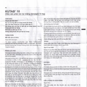 Thuốc Kutab 10 Levis điều trị tâm thần phân liệt, giai đoạn hưng cảm vừa đến nặng (12 vỉ x 7 viên)