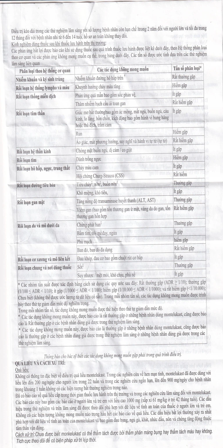 Thuốc Lainmi 4mg Lesvi phòng ngừa và điều trị hen (4 vỉ x 7 viên)