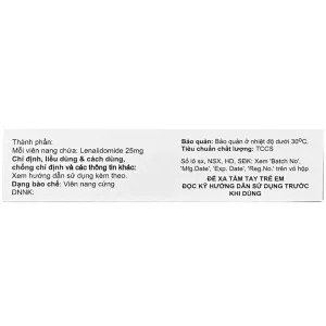Thuốc Lenalidomide Capsules 25mg Hetero điều trị ung thư (3 vỉ x 10 viên)