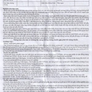 Thuốc Levina 20mg Cophavina điều trị rối loạn chức năng cương dương (1 vỉ x 4 viên)