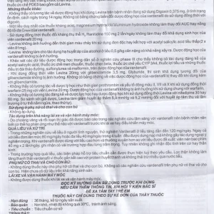 Thuốc Levina 20mg Cophavina điều trị rối loạn chức năng cương dương (1 vỉ x 4 viên)