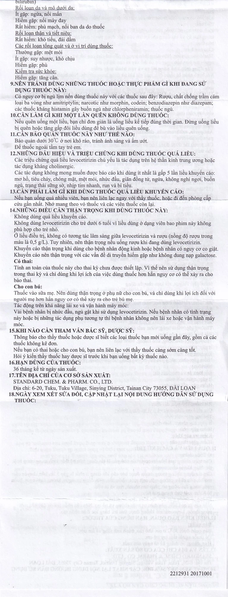 Thuốc Levocozate 5mg dùng trong điều trị viêm mũi dị ứng theo mùa, dị ứng kinh niên, nổi mề đay tự phát (10 vỉ x 10 viên)