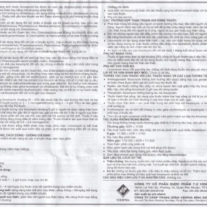 Thuốc Lincomycin 500mg Vidipha điều trị nhiễm khuẩn tai mũi họng, phế quản, phổi (10 vỉ x 10 viên)