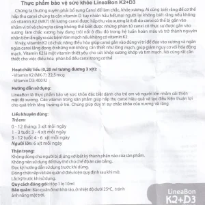 Dung dịch dạng xịt LineaBon K2+D3 10ml bổ sung Vitamin D3 và Vitamin K2, hỗ trợ hấp thu canxi
