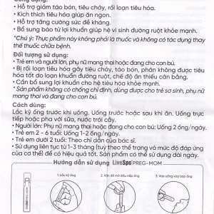 Bào tử lợi khuẩn LiveSpo PREG-MOM bổ sung lợi khuẩn đường ruột (20 ống x 5ml)
